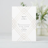 Gold Lila Elegance Diamond Geo Deko Wedding RSVP Karte (Stehend Vorderseite)