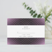 Gold Lila Elegance Diamond Geo Deko Wedding RSVP Karte (Stehend Vorderseite)