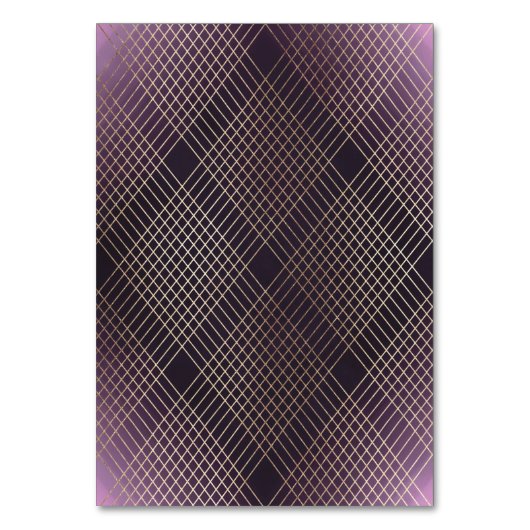 Gold Lila Elegance Diamond Geo Deko Wedding Tischnummer (Rückseite)