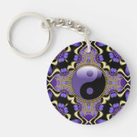 Gold Lila Energie YinYang Schlüsselkette