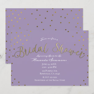Gold & Lila Flieder Moderne Glamour-Brautparty Einladung