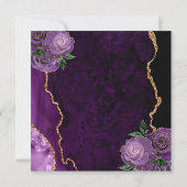 Gold Lila florale Rose Agate Hochzeit Einladung (Rückseite)