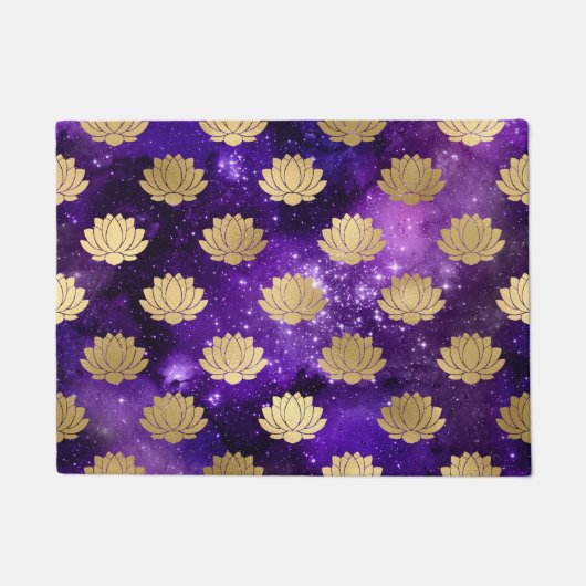 Gold & Lila Galaxy Dharma Mandala Muster Fußmatte (Vorderseite)
