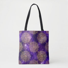 Gold & Lila Galaxy Dharma Mandala Muster Tasche