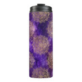 Gold & Lila Galaxy Dharma Mandala Muster Thermosbecher (Vorderseite)