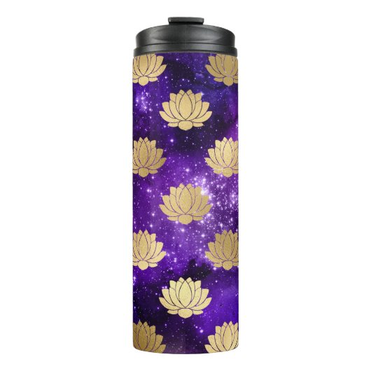 Gold & Lila Galaxy Dharma Mandala Muster Thermosbecher (Vorderseite)