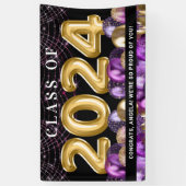 Gold Lila Glitzer Class of 2024 Abschluss Banner (Vertikal)