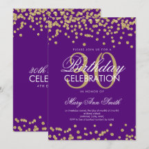 Gold Lila Glitzer Confetti 30. Geburtstag