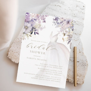 Gold Lila Grün Hochzeitskleid Brautparty Einladung