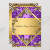 Gold Lila jede Party Einladung Gold Lila (Vorne/Hinten)