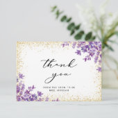 Gold Lila Lavender Brautparty Vielen Dank Karte (Stehend Vorderseite)