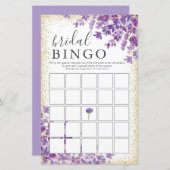 Gold Lila Lavenders Brautparty Bingo Game (Vorne/Hinten)