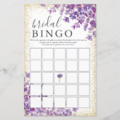 Gold Lila Lavenders Brautparty Bingo Game (Vorderseite)