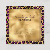 Gold Lila Leopard Print Earring Display Card Quadratische Visitenkarte (Rückseite)