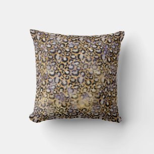 Gold Lila Leopard Print Kissen