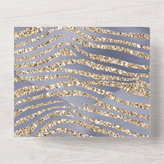 Gold Lila Luxe Glitzer Zebra Print All In One Einladung (Rückseite)