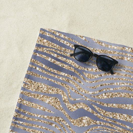 Gold Lila Luxe Glitzer Zebra Strandtuch (Beispiel)