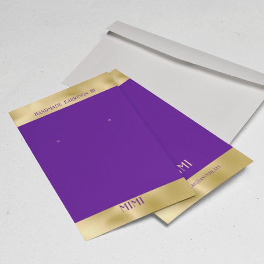 Gold Lila Luxury Earring Display Business Card Visitenkarte