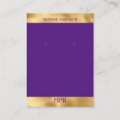 Gold Lila Luxury Earring Display Business Card Visitenkarte (Vorderseite)