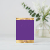 Gold Lila Luxury Earring Display Business Card Visitenkarte (Stehend Vorderseite)