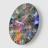 Gold Lila Mauer Große Wanduhr (Winkel)