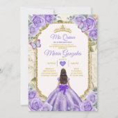 Gold Lila Mis Quince Lavender 15 Anos Crown Einladung (Vorderseite)