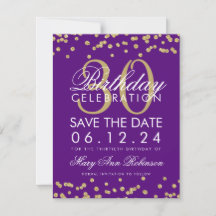 Gold Lila Rett 30. Geburtstag Confetti