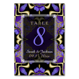 Gold Lila Satin Magic Wedding Tischnummer Card