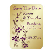 Gold, Lila Schmetterlingsflora rettet das Dattelma Magnet (Vertikal)