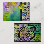 GOLD LILA SPARKLING DAMASK MONOGRAMM VISITENKARTE (Vorne/Hinten)
