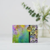 GOLD LILA SPARKLING DAMASK MONOGRAMM VISITENKARTE (Stehend Vorderseite)