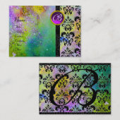 GOLD LILA SPARKLING DAMASK MONOGRAMM VISITENKARTE (Vorne/Hinten)