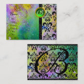 GOLD LILA SPARKLING DAMASK MONOGRAMM VISITENKARTE (Vorne/Hinten)