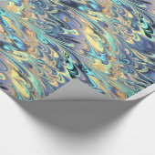 Gold-, Lila u. Türkis gemarmortesmuster Geschenkpapier (Ecke)