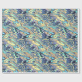 Gold-, Lila u. Türkis gemarmortesmuster Geschenkpapier (Flach)