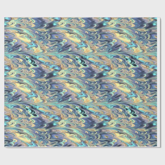 Gold-, Lila u. Türkis gemarmortesmuster Geschenkpapier (Flach)