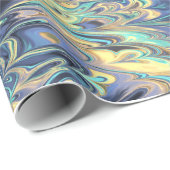 Gold-, Lila u. Türkis gemarmortesmuster Geschenkpapier (Rolleneckpunkt)