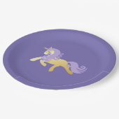 Gold Lila Unicorn Pappteller (Schrägansicht)