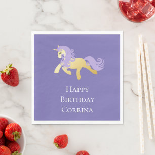 Gold Lila Unicorn Serviette