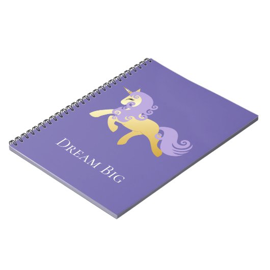 Gold Lila Unicorn Traum Notizblock (Linke Seite)