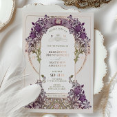Gold Lila Vintage Wedding William Morris Folieneinladung