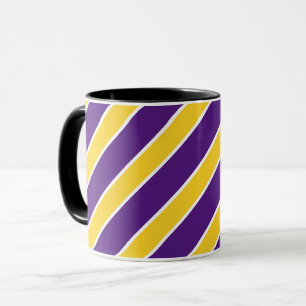 Gold/lila, weiße Bänder, Streifen, geangelt, Tasse
