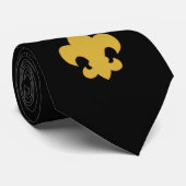 Gold-Lilie auf schwarz Krawatte (Gerollt)