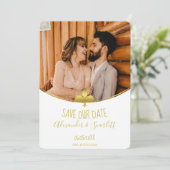 Gold Lilie Foto Ankündigung Datum freihalten (Stehend Vorderseite)