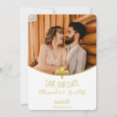 Gold Lilie Foto Ankündigung Datum freihalten (Vorderseite)