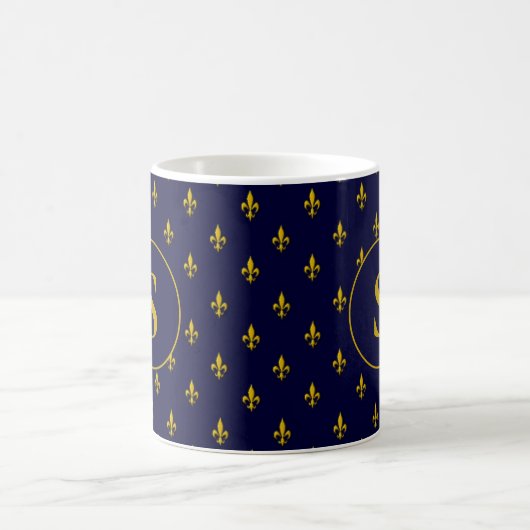 Gold Lilie Pattern für Royal Blue Kaffeetasse (Mittel)