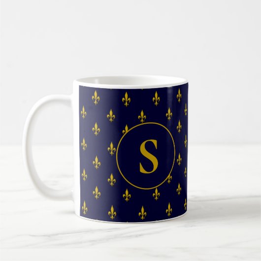 Gold Lilie Pattern für Royal Blue Kaffeetasse (Links)