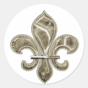 Gold Lilie Round Stickers