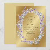 Gold-Lilien-Hochzeit Einladung (Vorne/Hinten)