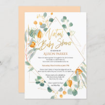 Gold Lily Eucalyptus Nature | Virtual Baby-Dusche